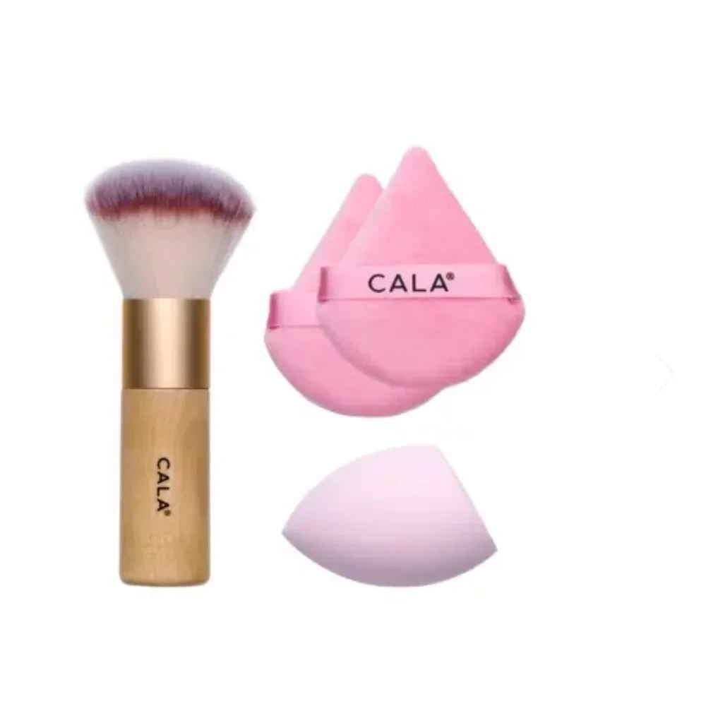 CALA 3 Piece Kabuki Brush Sponge And Powder Puffs Set